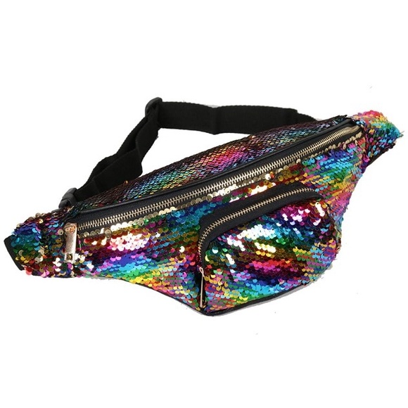 rainbow sequin bum bag